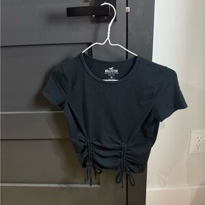 Hollister Baby Tee Navy Ruched Top Size Small